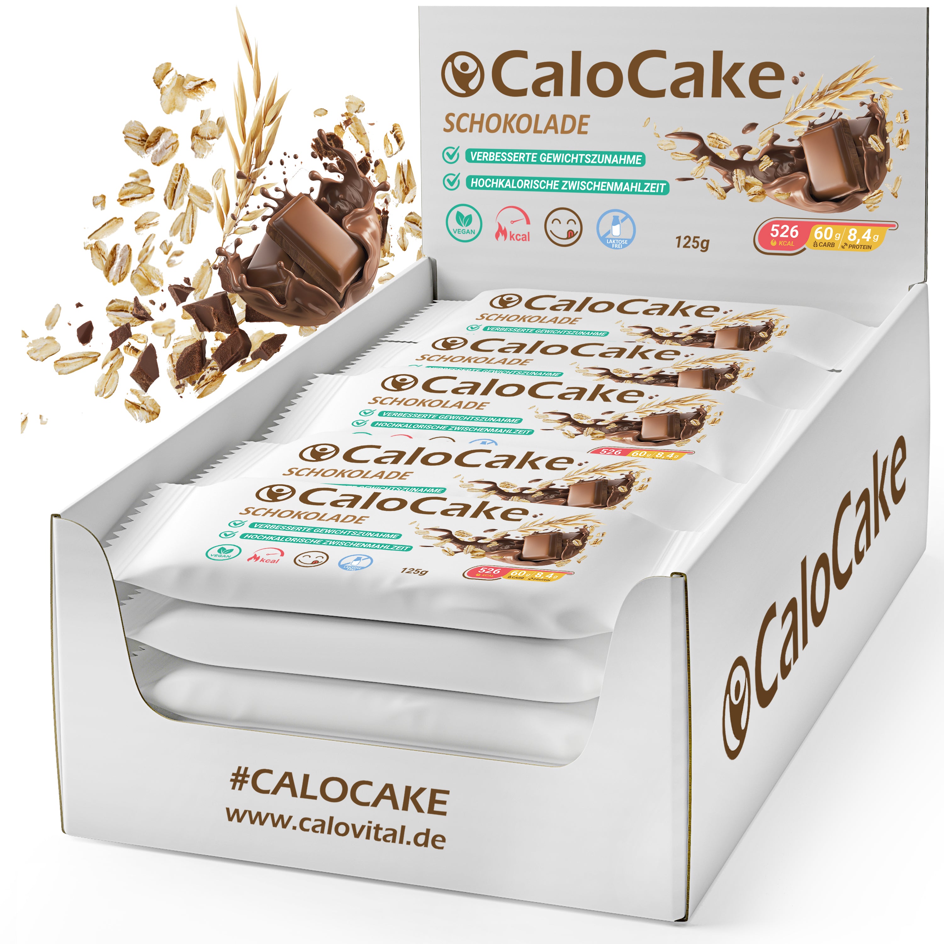 Ausdauer- & Energieriegel mit viel Protein & Kalorien | Mahlzeiten Riegel vegan & laktosefrei | CaloCake 24er Box