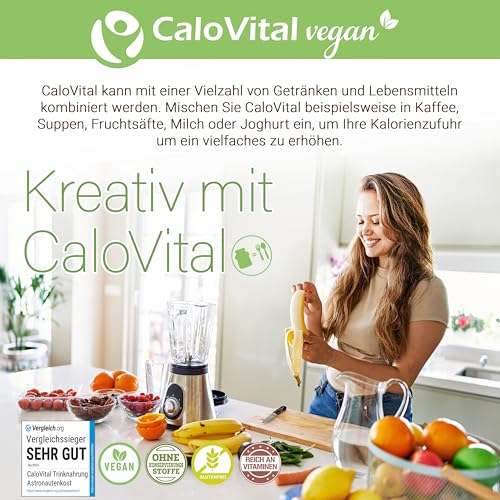 CaloVital Vegan | Hochkalorische Trinknahrung als Kalorien Shake zum zunehmen | Astronautennahrung Trinkmahlzeit mit Kohlenhydrate Protein Vitamine & Mineralstoffe Hochdosiert