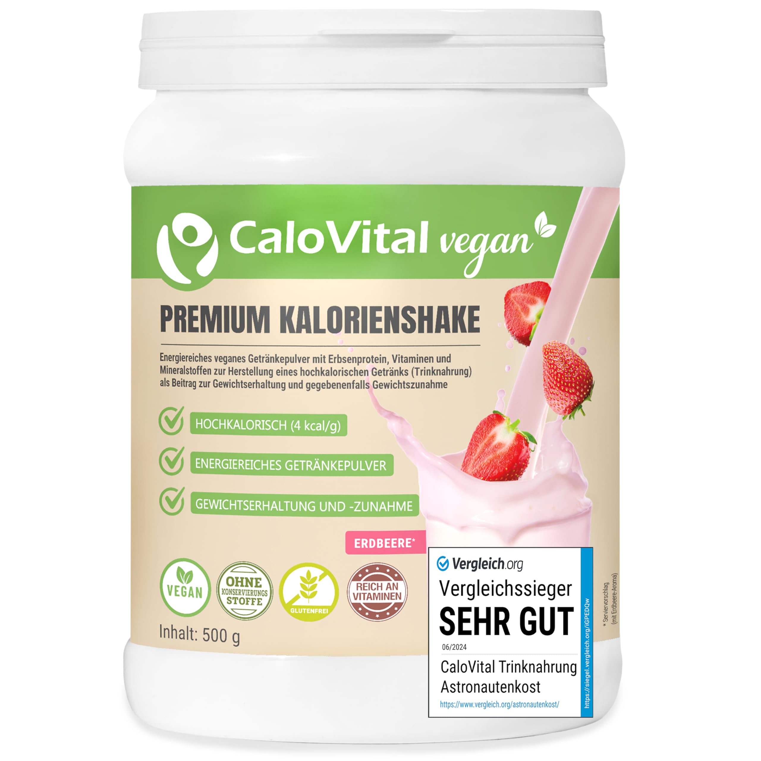 CaloVital Vegan | Hochkalorische Trinknahrung als Kalorien Shake zum zunehmen | Astronautennahrung Trinkmahlzeit mit Kohlenhydrate Protein Vitamine & Mineralstoffe Hochdosiert