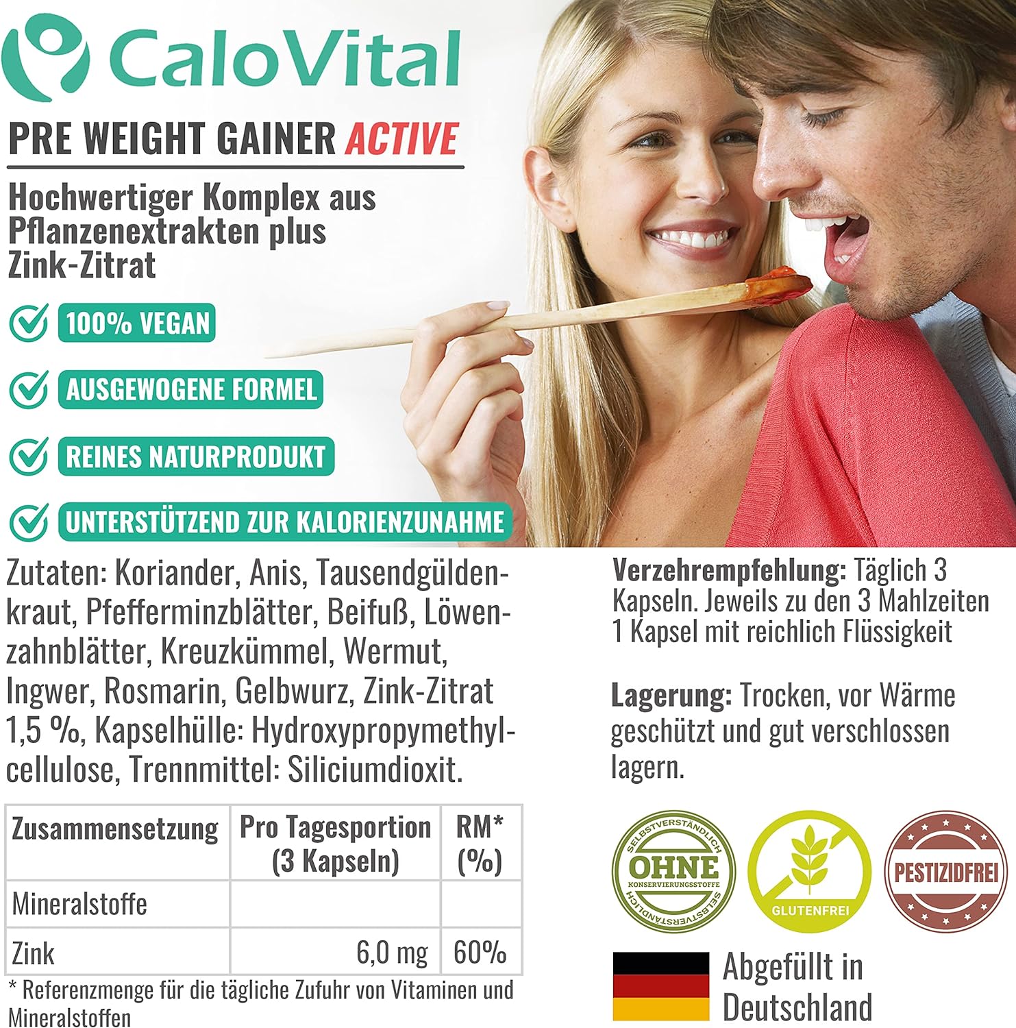 CaloVital Pre Weight Gainer- Appetitanreger Kapseln für Gewichtszunahme
